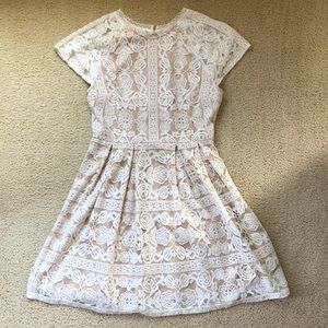 White lace back cut out dress